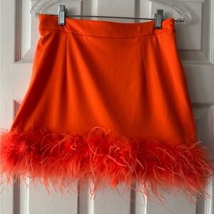 Judith March Orange Ruffled A-Line Mini Skirt